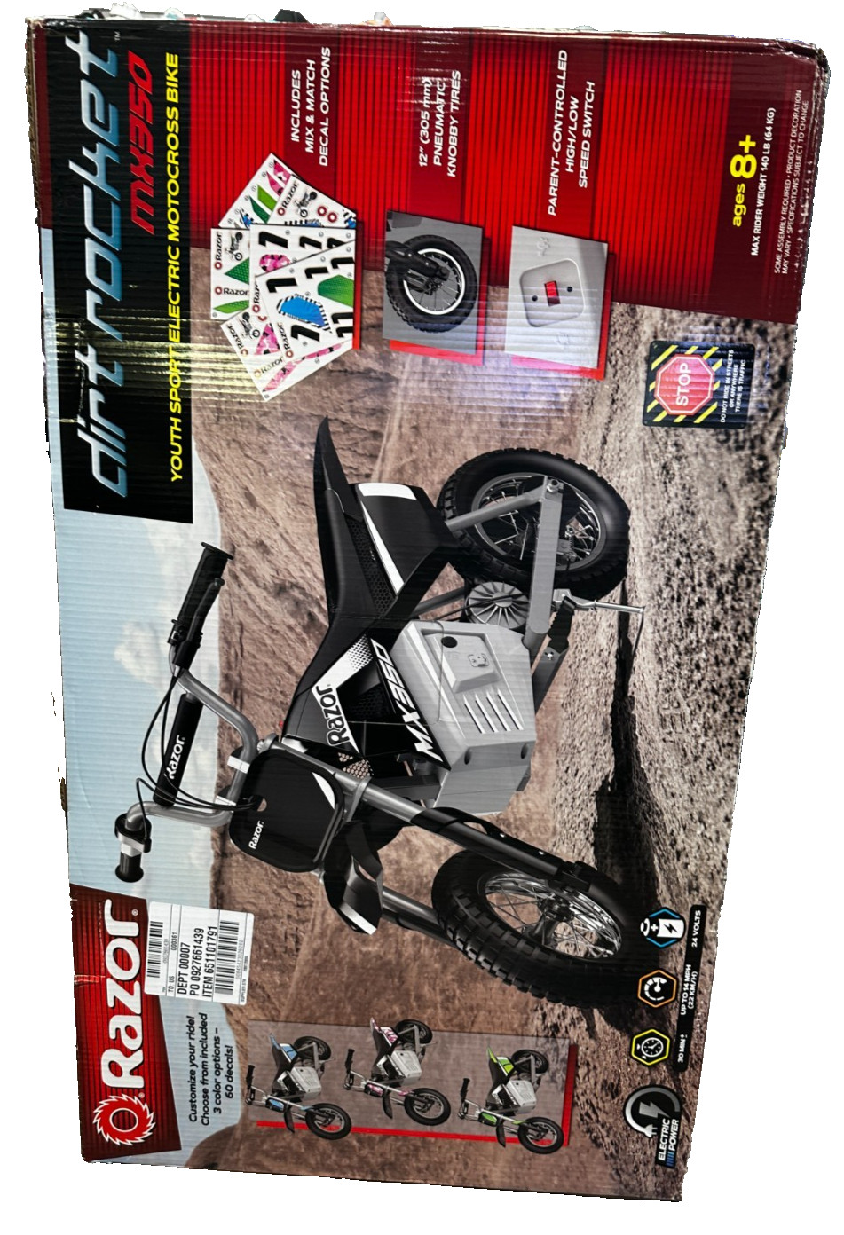 Razor MX350 Dirt Rocket 24V Electric Motorcycle Bike - Black