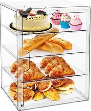 Pastry Display Case Bread Box for Kitchen Countertop 4-Layer Adjustable