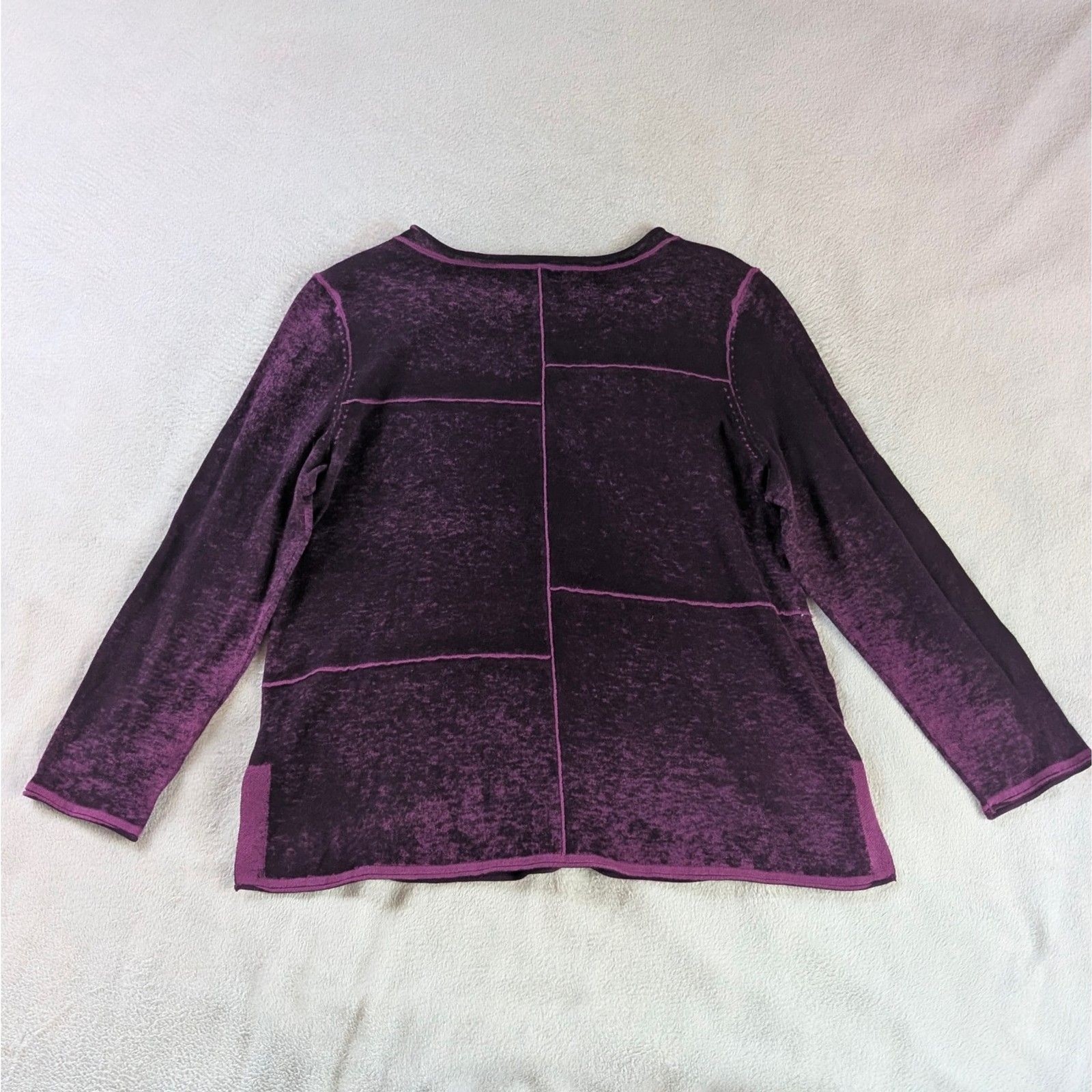 Patchwork Exposed Stitch Tunic Sweater Women's Sm… - image 3