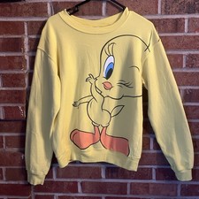 Looney Toons Juniors Small 3-5 Tweety Bird Yellow Fleece Graphic Sweatshirt EUC