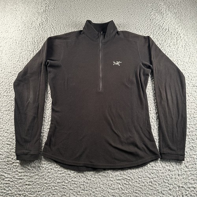 #ad Arcteryx Delta LT Zip Womens M Black Polartec Waffle Grid 1 4 Zip Thermal $52.19