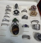 Lot Of 20 Vintage Estate Jewelry Rings Sterling Gold Tone Women’s