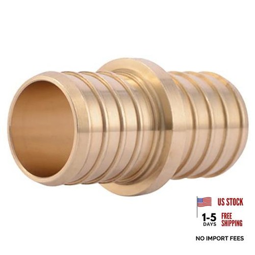1 Inch Crimp Coupling, Brass Plumbing Fitting, PEX Pipe, PE-RT, UC020LFA 1 in.