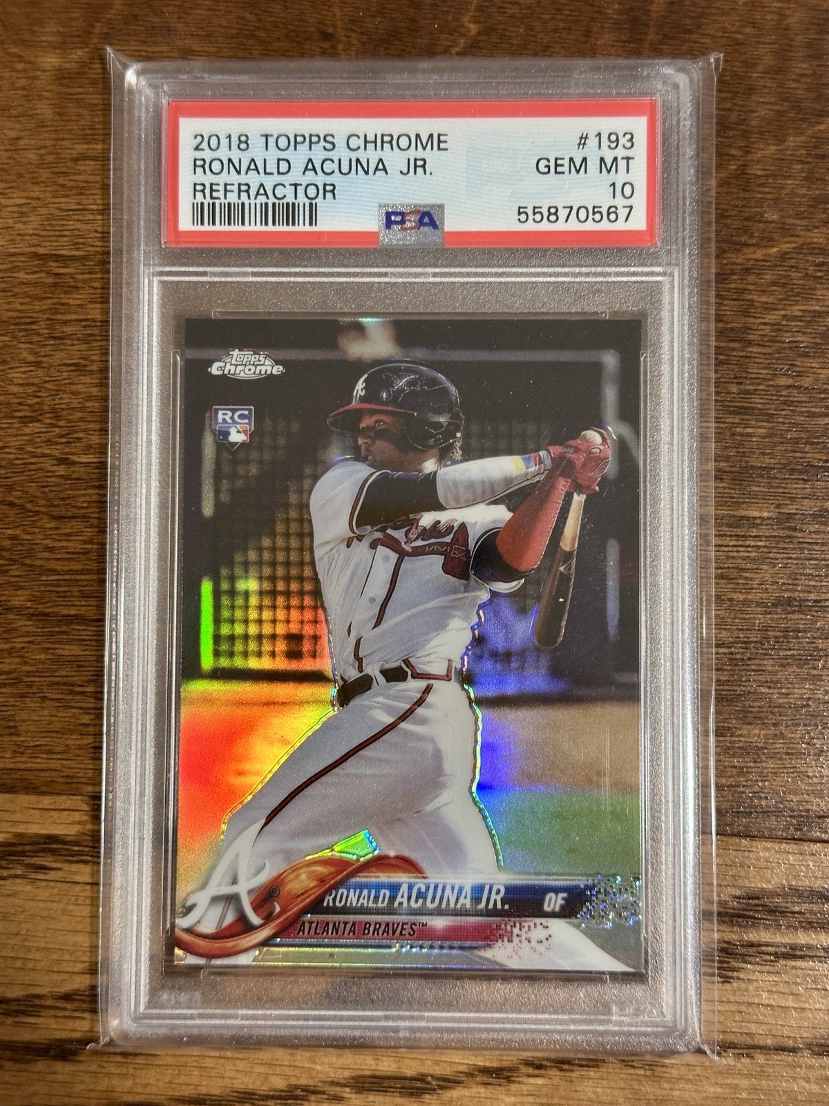 2018 Topps Chrome Ronald Acuna Jr Refractor RC Rookie #193 PSA 10