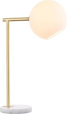 20.5" Gold/White Modern Metal Marble LED Bedside Table Lamp Bedroom Frosted