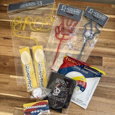 MMB) Lot Dutch Bros Coffee Silly Straws Merch Koozie Duck Bracelets Funboy Float