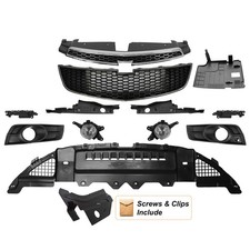 Front Bumper Grille Assembly Upper Lower For 2011-2014 Chevy Cruze W Fog Light Front Bumper Grille Assembly Upper Lower For 2011-2014 Chevy Cruze W Fog Light