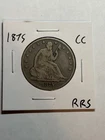 1875-CC SEATED LIBERTY HALF DOLLAR VF NICE ORIGINAL COIN TOUGH DATE