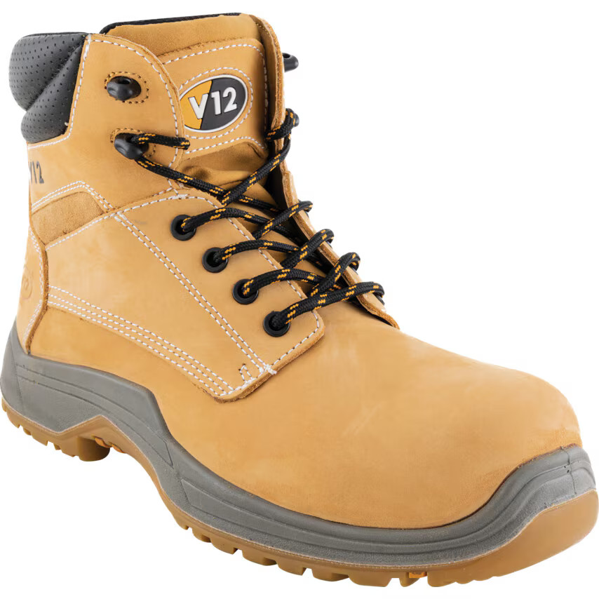 V12 Footwear Honey Derby Safety Boots, Size 12 UK