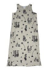 Hot Cotton Linen Sleeveless Maxi Dress African Print Sz L NWT 13.5” Hem Slit