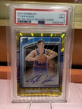 2024 Panini Donruss Choice Tyler Kolek Yellow Laser Auto 9/15 PSA 9 Ny Knicks