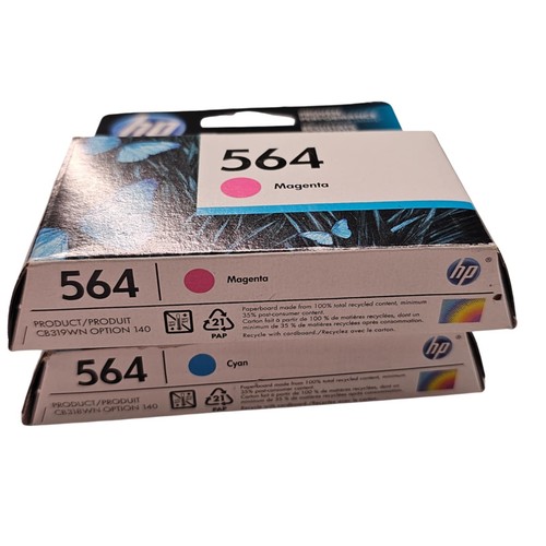 HP 564 Cyan Magenta Expired Ink Cartridges 2018 Sealed OEM For Crafts Refills - Bild 2 von 6