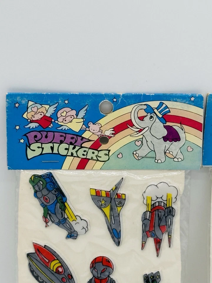 Vintage 80's Puffy Stickers Space Robots Aliens Spaceship 1 Sheet Taiwan Lot 2 - Image 4 of 4