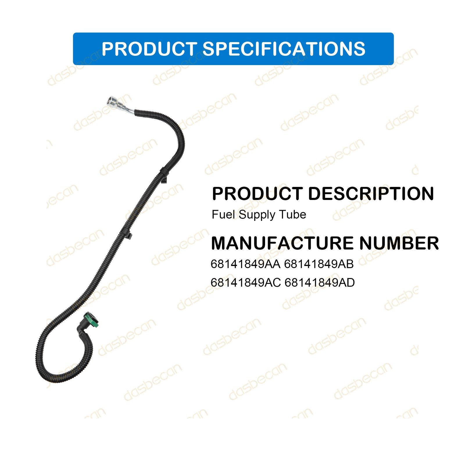 Fuel Supply Pipe for Jeep Wrangler 3.6L V6 Gas 2012-2018 68141849AD 68141849AB thumbnail 2