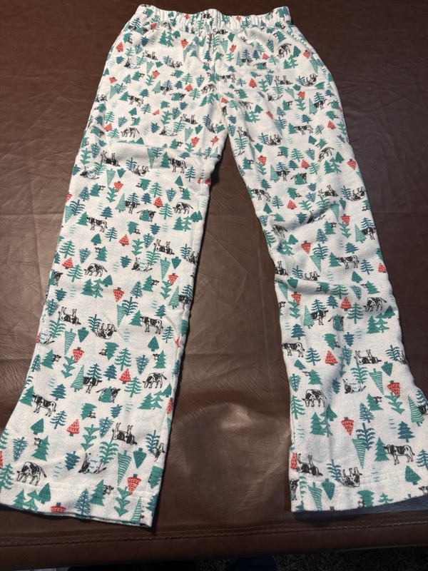 Lands' End Girls Size 16 Flannel Pajama Pants Woodland Animal Print, Flame