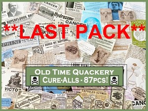 QUACK MEDICINE Antique Ads Vtg Labels&Tag Lot~Junk Journal Collage Art Scrapbook