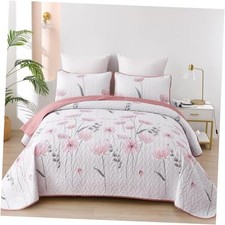 Size Quilt Set Floral,3 Piece/Blush Farmhouse Bedding Set King Pink