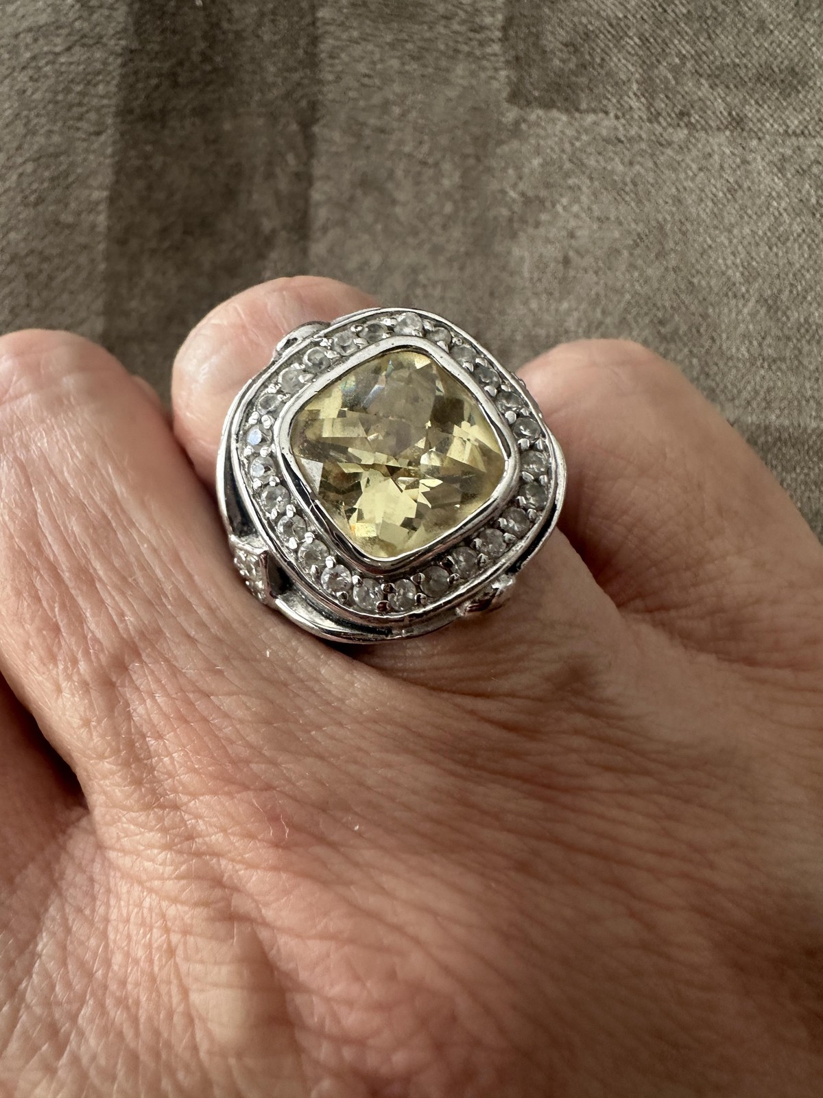 Bold Silver Tone Statement Cocktail Ring Cushion … - image 1