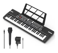 61 Keys Electronic Keyboard Piano Beginner Digital Music w/ Microphone Stand