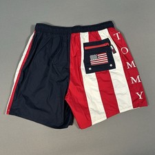 Vintage Tommy Hilfiger Swim Trunks Mens XL Cotton USA Flag Brief Mesh Lined New