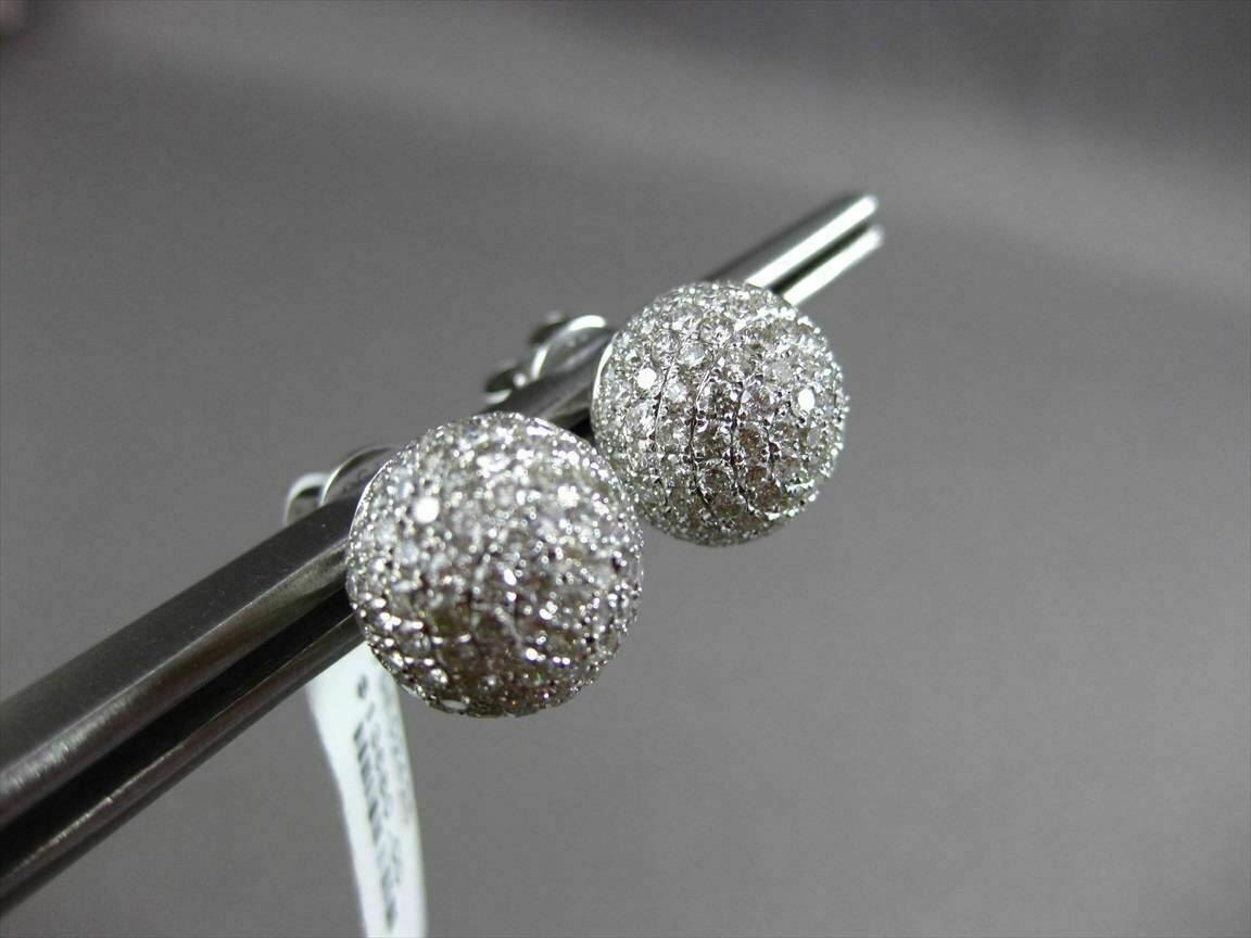 ORECCHINI A CUPOLA ESTATE 3 45 CT DIAMANTE ORO BIANCO 18K 3D FILIGRANA MULTI FILA A GRAPPOLO