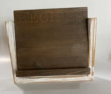 Recipe Card Holder by Mud Pie Home White Washed Wood Holder Kitchen Farmhouse