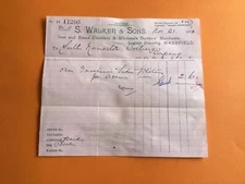S Walker & Sons Mansfield 1908 Iron & Brass Founders  Builders  receipt   R36655