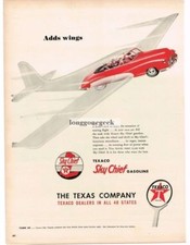 1947 Texaco Sky Chief Gasoline "Adds Wings" Flying Car Vintage Print Ad