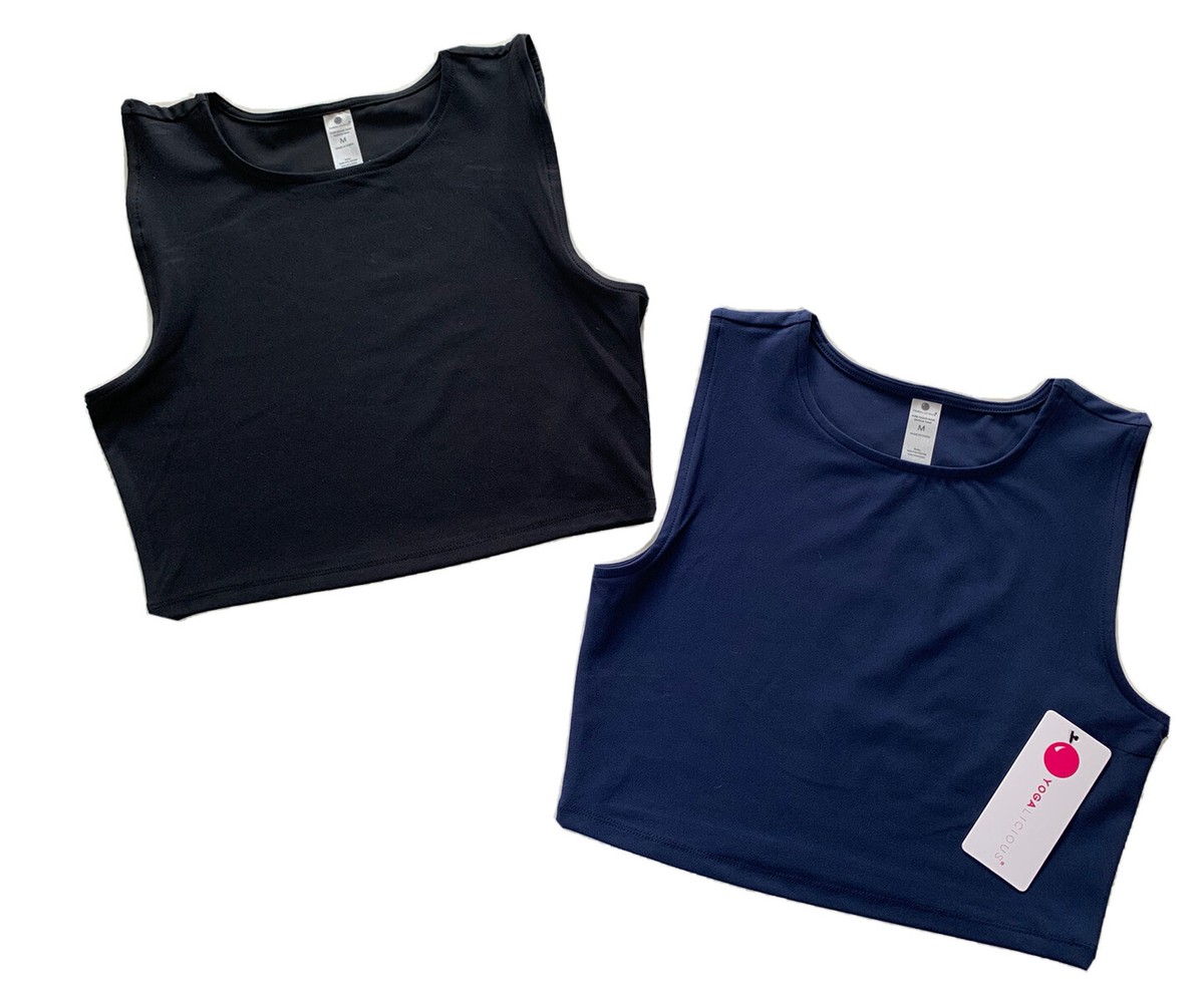 Yogalicious Women's 2 Pack Nicki Pure Cloud Muscle Cropped Tank
