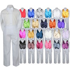 Choose Color Vest Boys Infant Toddler Suit White Pants  Bowtie Set S-8