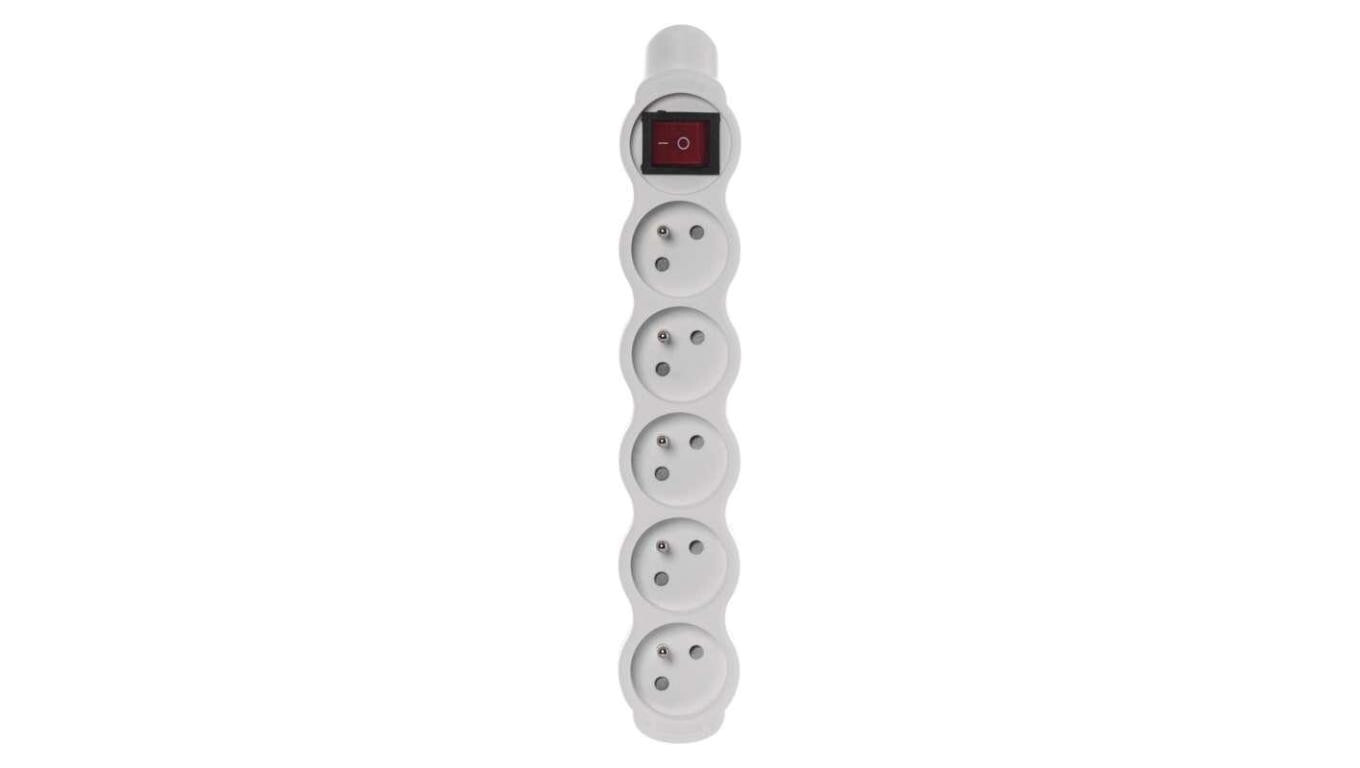 Socket /splitter/ for extension cord with switch, 5-sockets w/u 16A, whit /T2UK