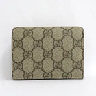 Gucci GG Supreme Cherry 476050 Bifold Wallet Card Case Beige Red Ladies