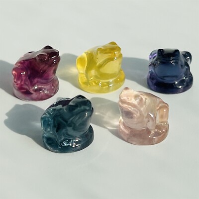 5x Natural Fluorite Mini skull Quartz Crystal carved Skull frog Figurines gift