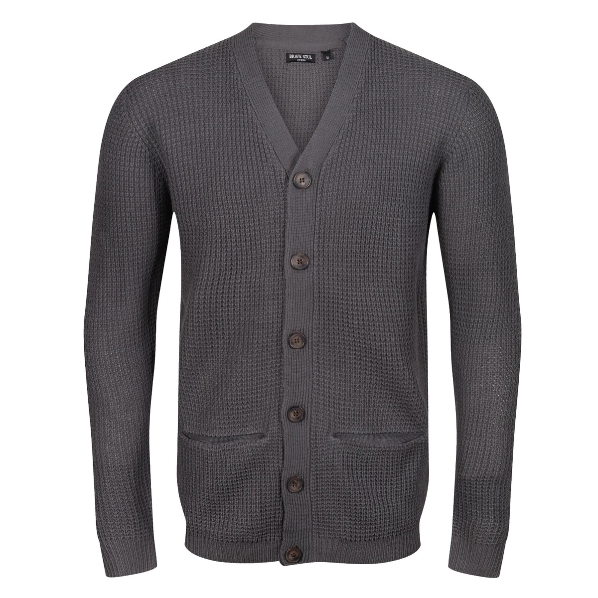 New Mens Cardigan Knit Long Sleeve Button Up Jumper Warm Sweater Top Pockets