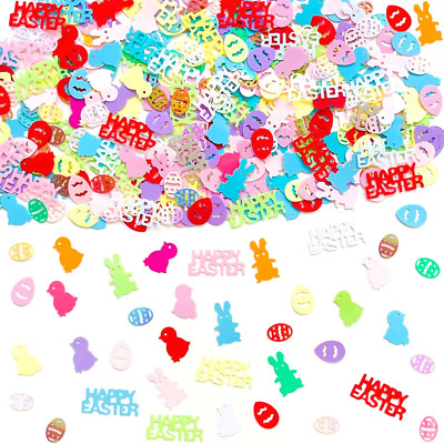 Happy Easter Confetti Easter Rabbit Egg Chicken Shape Glitter Metallic Foil Tabl