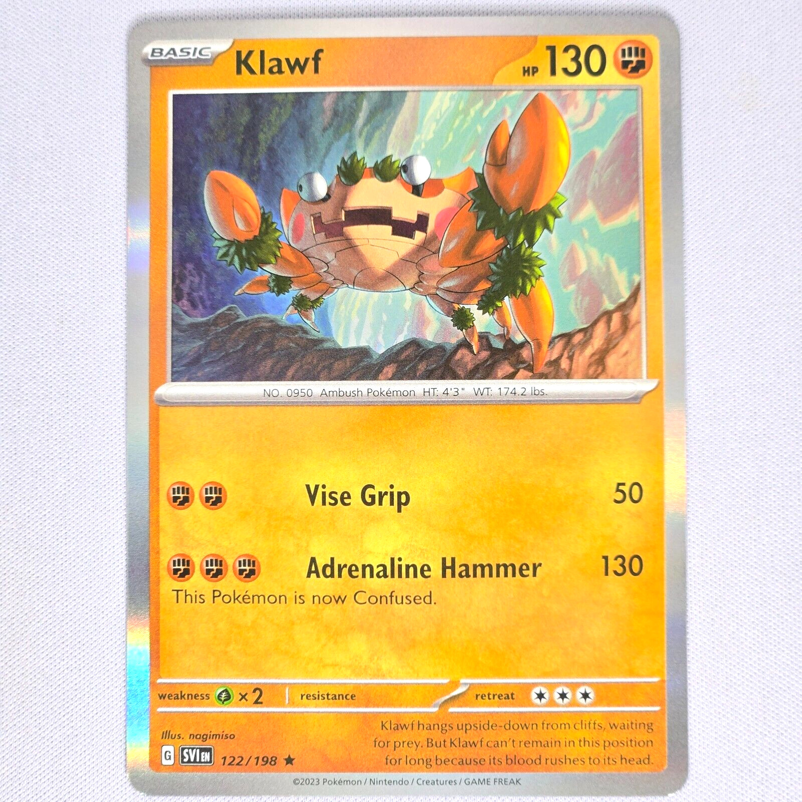 Klawf 122/198 Scarlet & Violet Base Set Holo Rare Pokemon Card TCG English NM