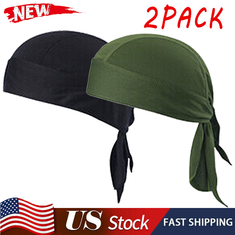 2pc Do Rag Skull Cap Head Wrap Motorcycle Biker Doo Du Dew Bandana Hat ...
