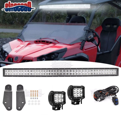 For Can-Am Commander 1000/800 R 42" Curved Light Bar Roof Bracket Kit+Light Pod