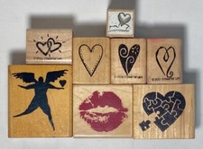 Valentine Hearts and Kisses Rubber Stamps for Crafting and Card Making