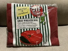 Elf Stor *Christmas Wreath Storage Canvas Bag with Handles  30" X 8" New