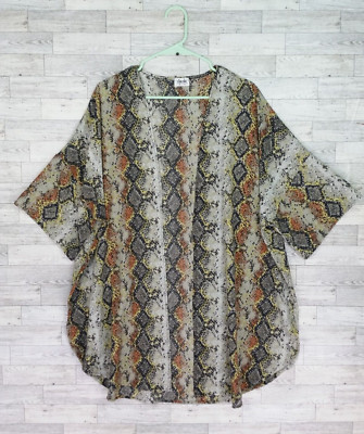 Texas True Threads Snake Print Open Front Drape Top Blouse Size Large L Western