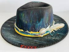 Custom Western- Chic Hat Women -Handmade - Black Fedora- Horses Size 57cm