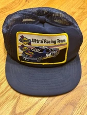 VINTAGE SUNOCO Ultra Racing Team Snapback Mesh Trucker Hat/Cap, One Size Blue