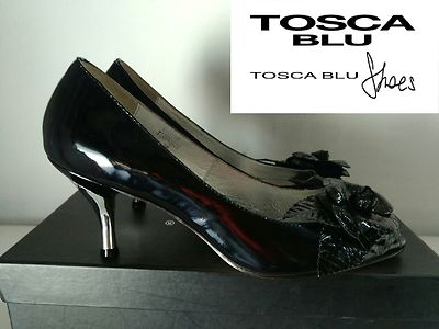 TOSCA BLU Decoltè Scarpa Donna Spuntato Pelle Nero MADE IN ITALY N° 38 NUOVO