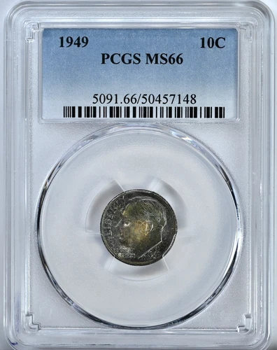 1949 Roosevelt Dime PCGS Graded Coin MS66 #5091