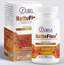 Nattokinase 180 Capsules 4 in 1 Nitric Oxide Blood Flow, Cardiovascular Health