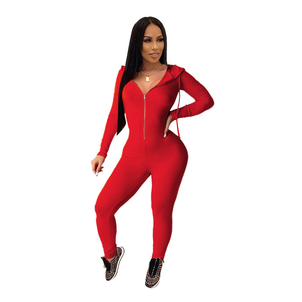 Womens Sexy One-Piece Bodycon Casual Zip-Up Street-Wear Spring Jumpsuit  Outfit | eBay
