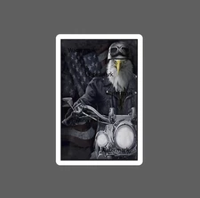 Bald Eagle Biker Sticker USA Flag NEW
