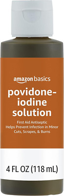 First Aid Antiseptic, 10% Povidone Iodine Solution , Unflavored, 4 Fluid Ounces,