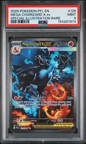 2025 POKEMON PFL EN-PHANTASMAL FLAMES #125 MEGA CHARIZARD X EX PSA 9